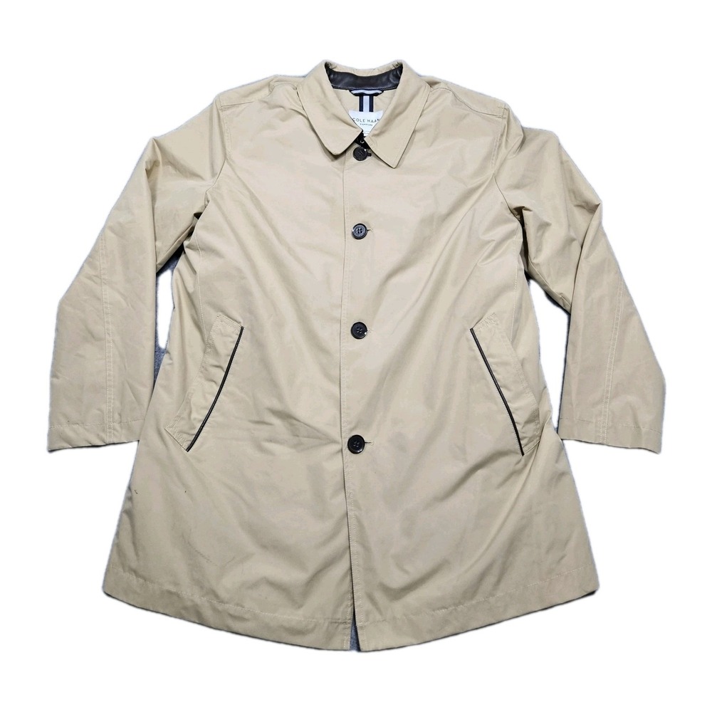 Cole Haan Signature Men's Rain Coat XL Tan Water Resistant Jacket With Liner